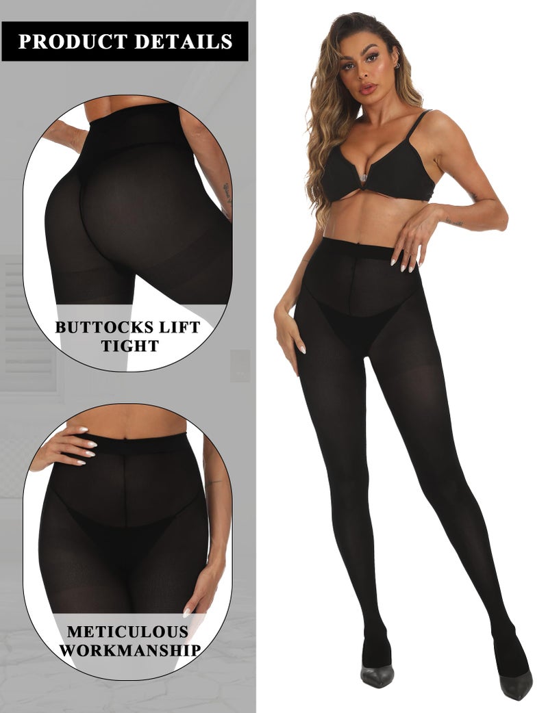 Buauty 2 Pairs 80D Tights for Women,Women's Sheer Black Tights,Soft Opaque Pantyhose and Stockings for Comfort and Elegance - Image 2