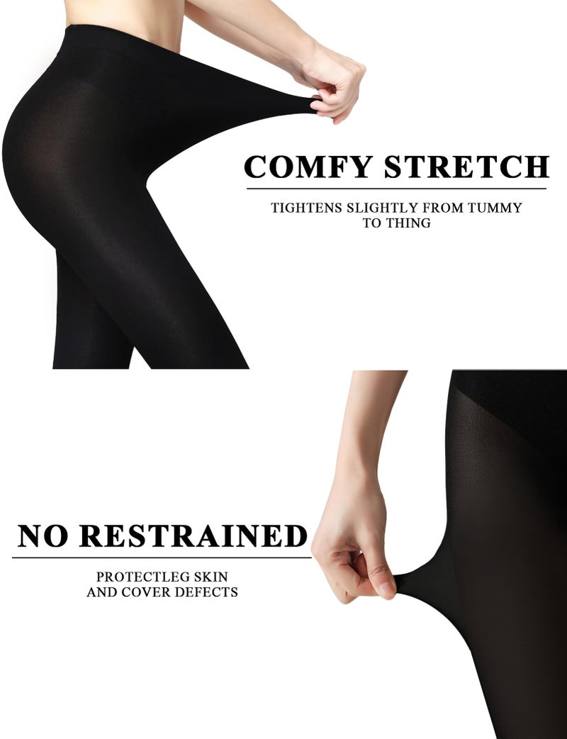 Buauty 2 Pairs 80D Tights for Women,Women's Sheer Black Tights,Soft Opaque Pantyhose and Stockings for Comfort and Elegance - Image 3