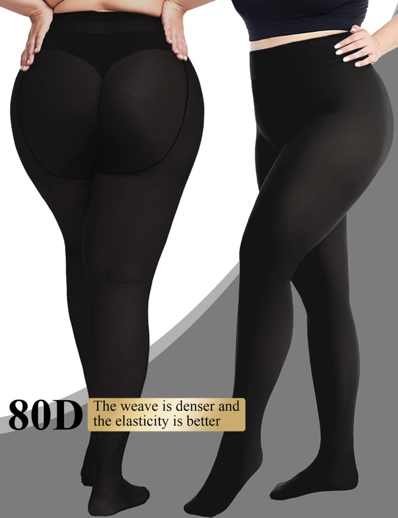 Buauty 2 Pairs 80D Tights for Women,Women's Sheer Black Tights,Soft Opaque Pantyhose and Stockings for Comfort and Elegance - Image 1