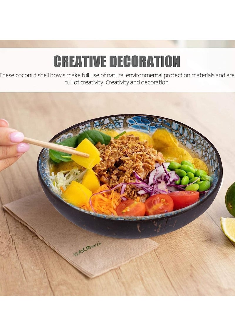 Y&D Coconut Bowls, Natural, Hand-Crafted, Vegan-Friendly, Salad, Smoothie or Buddha Bowl and Kitchen Utensils - Practical Snack Bowls (2 Pcs) - Image 4