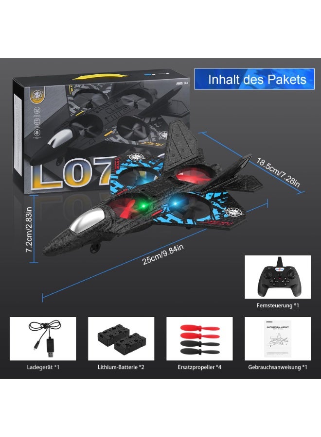 L0712 RC Fighter Jet Drone with LED Lights – 2.4GHz 4 Channel Remote Control Plane, Dual Batteries, Easy to Fly Toy Airplane for Kids & Adults – Lightweight Foam Aircraft for Indoor Outdoor Flying  - Image 4