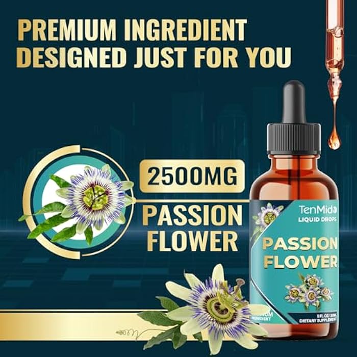 Tenmido Passion Flower Liquid Drops - Natural Herbal Extract Supplement - Alcohol-Free, Vegan, Non-GMO | 30ml 1Fl Oz - Image 3