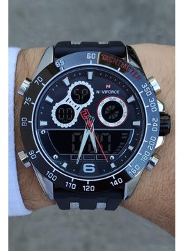 Silicone Strap Alarm and Illuminated Digital Analog Display Sports Men's Wristwatch