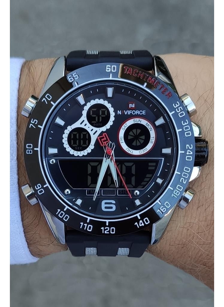 NAVIFORCE Silicone Strap Alarm and Illuminated Digital Analog Display Sports Men's Wristwatch  - Image 1