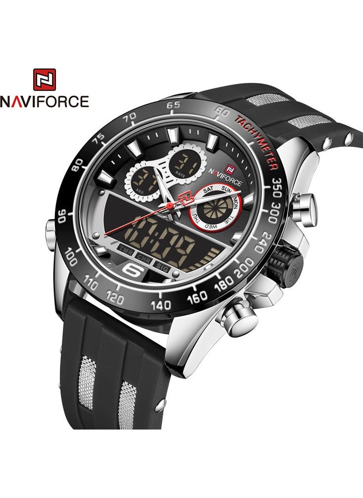 NAVIFORCE Silicone Strap Alarm and Illuminated Digital Analog Display Sports Men's Wristwatch  - Image 2