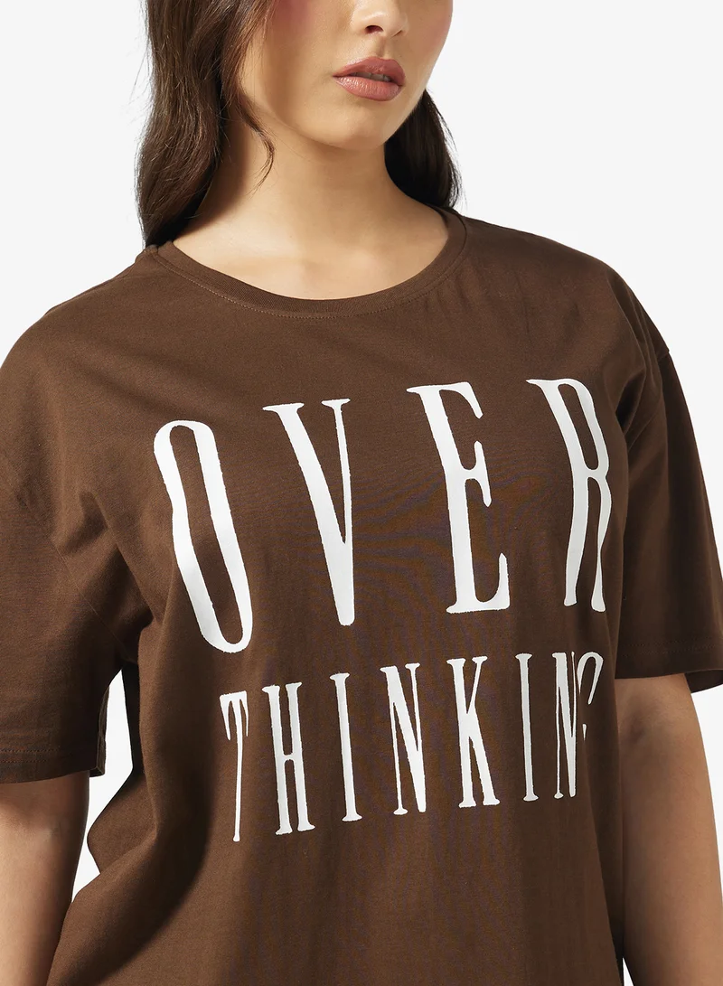 Ginger Crew Neck Slogan T-Shirt