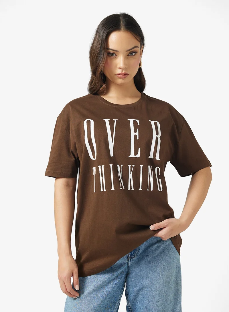 Ginger Crew Neck Slogan T-Shirt