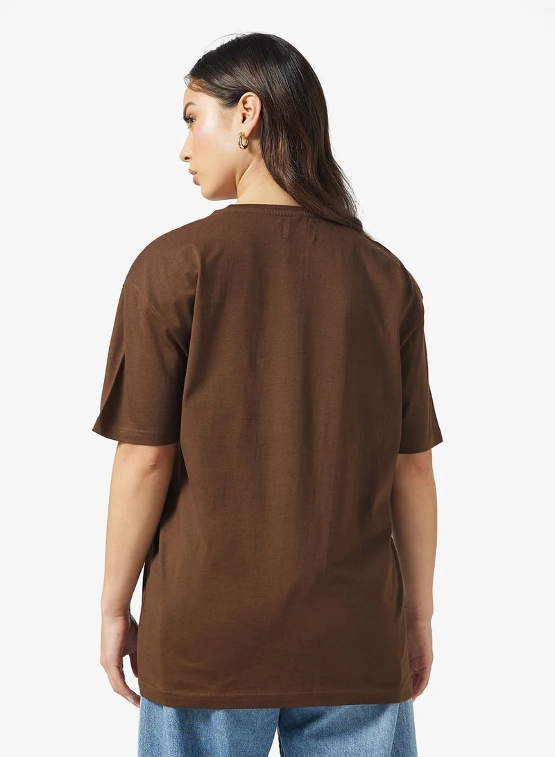 Ginger Crew Neck Slogan T-Shirt