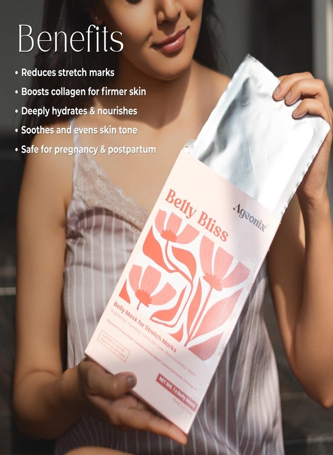 Ageonix Belly Bliss Stretch Mark Removal Mask | Rosehip Oil Belly Sheet Mask for Pregnancy & Postpartum, Hydrating Skin Treatment with Soothing Stretch Mark Oil for Smooth, Nourished, Even Toned Skin - Image 2