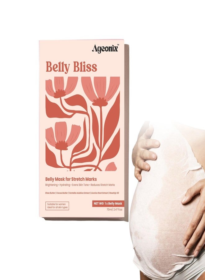 Ageonix Belly Bliss Stretch Mark Removal Mask | Rosehip Oil Belly Sheet Mask for Pregnancy & Postpartum, Hydrating Skin Treatment with Soothing Stretch Mark Oil for Smooth, Nourished, Even Toned Skin - Image 1