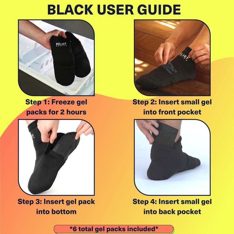 CTR BAND Relief Genius Cold Therapy Socks with Reusable Gel ice Packs - Achieve Relief from Sprains, Muscle Pain, Bruises, Swelling, Edema, Chemotherapy, Arthritis, Post Partum Foot (Black, Large) - Image 3
