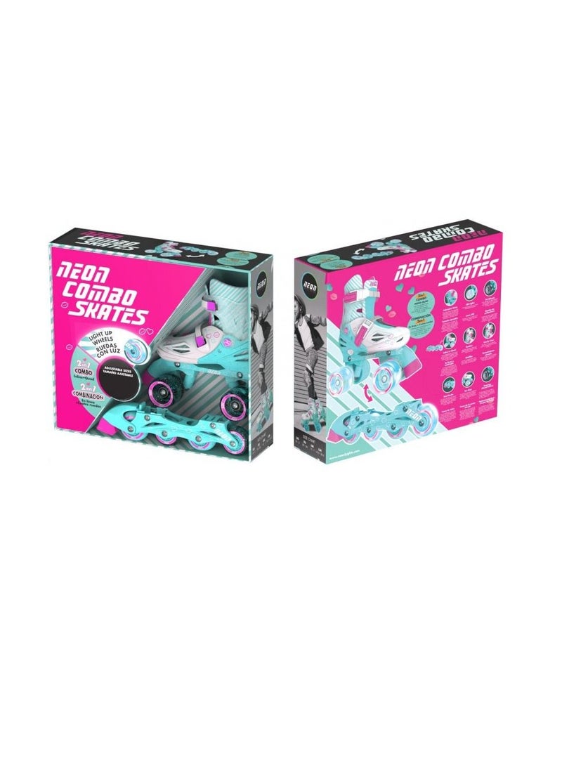 NEON INLINE SKATES  (TEAL PINK)