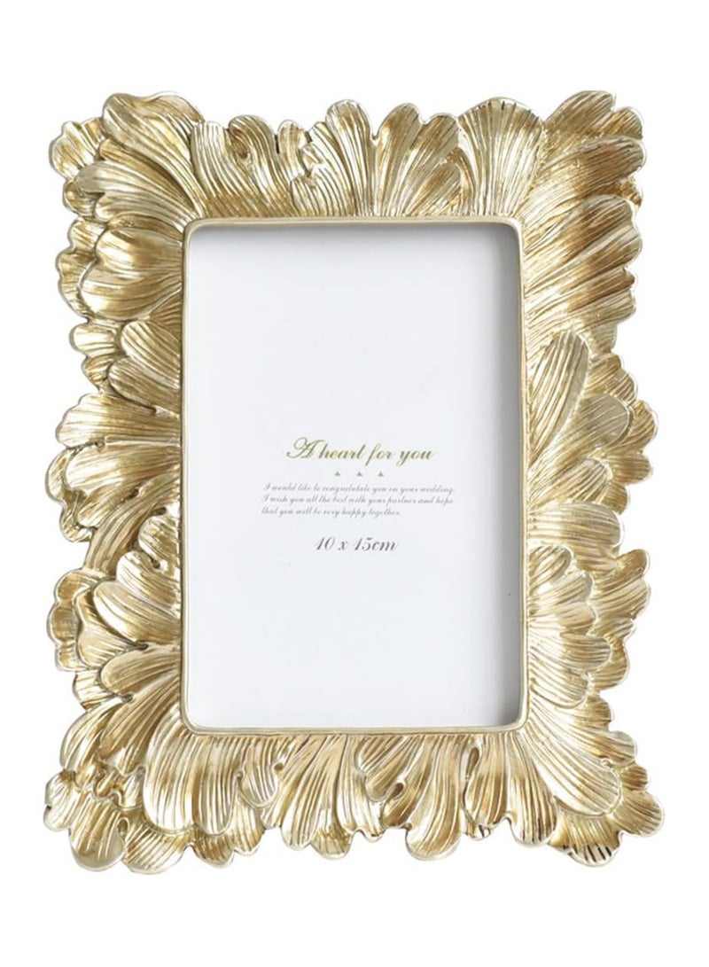 Vintage Picture Frame 4x6" Golden feather Antique Photo Frame for Desktop Display and Wall Mount Home Decor, Photo Gallery, Art - Image 1