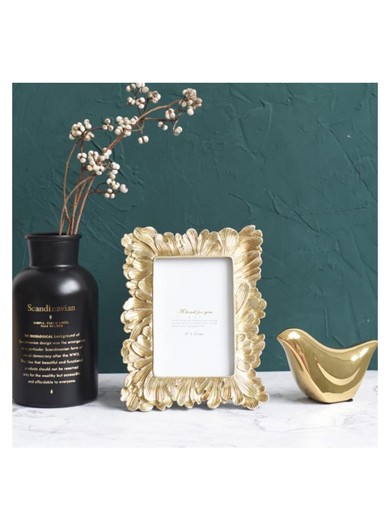 Vintage Picture Frame 4x6" Golden feather Antique Photo Frame for Desktop Display and Wall Mount Home Decor, Photo Gallery, Art - Image 3