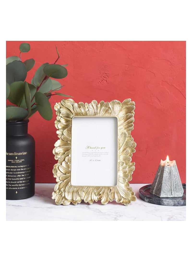 Vintage Picture Frame 4x6" Golden feather Antique Photo Frame for Desktop Display and Wall Mount Home Decor, Photo Gallery, Art - Image 4