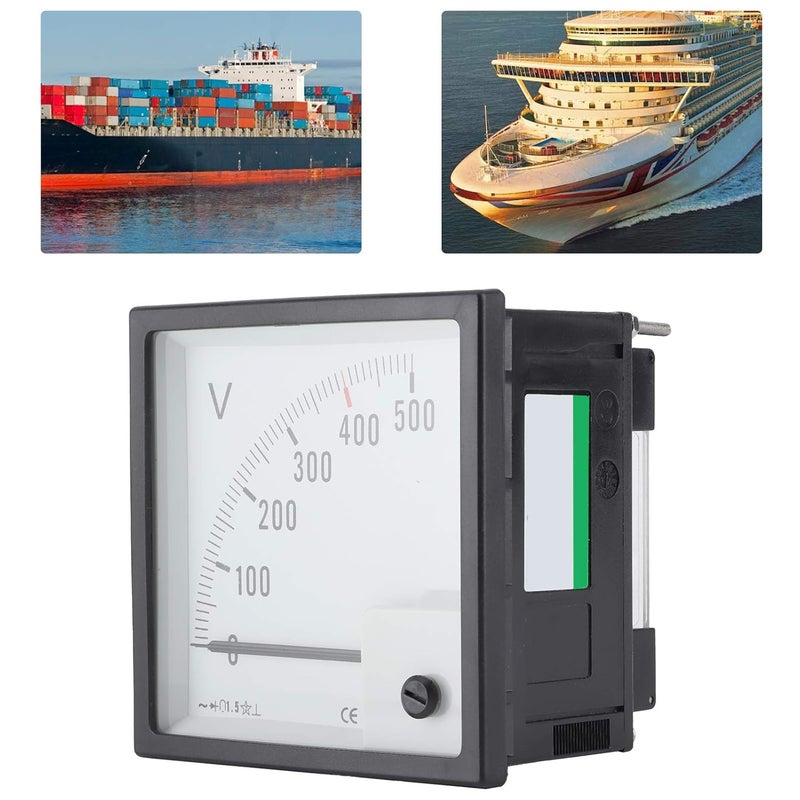 Right Angle Voltmeter Gauge, AC 0-500V Volts Meter, White Dial, Pointer Instrument - High Accuracy Class 1.5, Easy Reading, Ideal for Boat Cabin Dash - Image 3