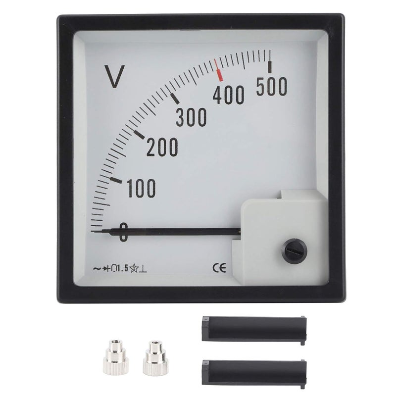 Right Angle Voltmeter Gauge, AC 0-500V Volts Meter, White Dial, Pointer Instrument - High Accuracy Class 1.5, Easy Reading, Ideal for Boat Cabin Dash - Image 1