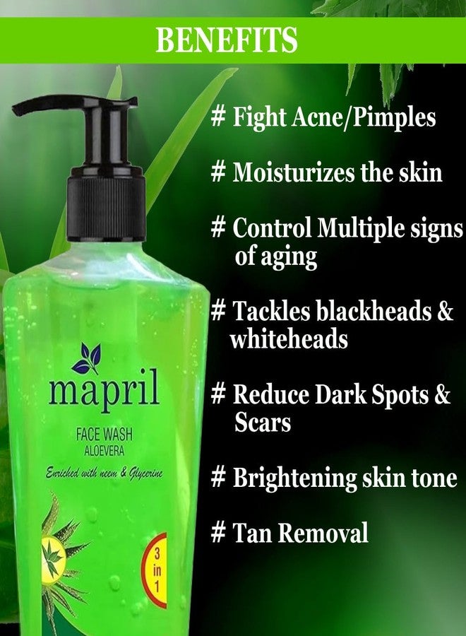 Mapril غسول الوجه مابريل بخلاصة النيم والصبار والجلسرين لتنقية البشرة ومنع ظهور البثور، ومنح البشرة مظهرًا خاليًا من الزيوت، وجعلها ناعمة - 250 مل - Image 2