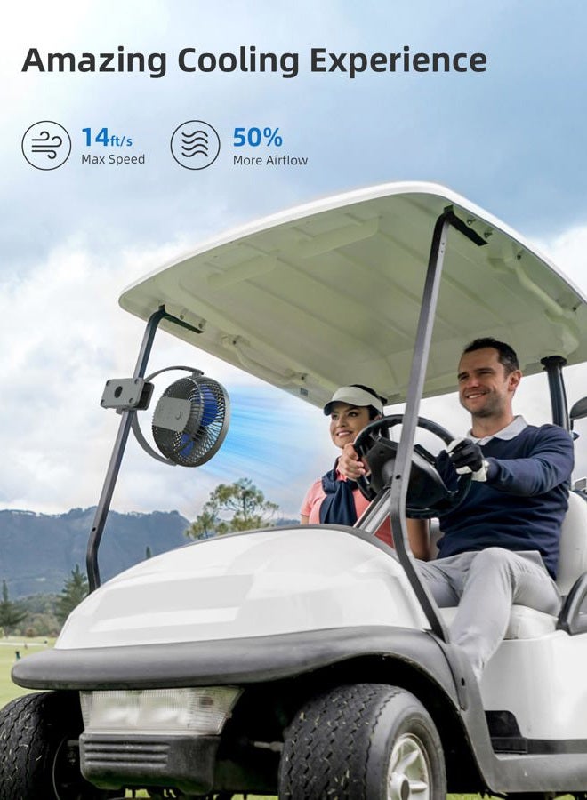 Koonie 10000mAh Rechargeable Portable 8-Inch Clip-on Fan, USB Car Fan 4 Speeds, Sturdy Clamp for Office Desk, Golf Cart, Stroller, Outdoor, Travel, Camping, Tent, Gym, Treadmill - Image 2