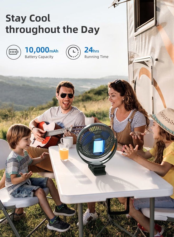 Koonie 10000mAh Rechargeable Portable 8-Inch Clip-on Fan, USB Car Fan 4 Speeds, Sturdy Clamp for Office Desk, Golf Cart, Stroller, Outdoor, Travel, Camping, Tent, Gym, Treadmill - Image 3