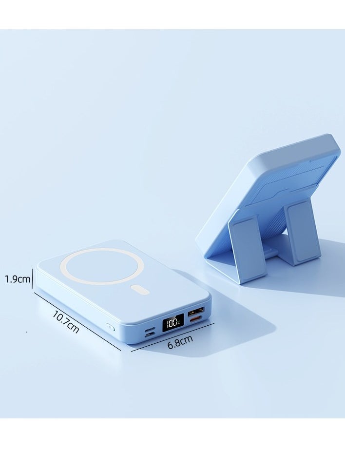 Generic - 10000 mAh Magnetic MagSafe Wireless Portable Power Bank Charger，22.5W USB-C Power Delivery for iPhone12-16Series，Blue - Image 1