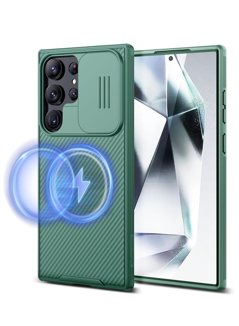ELTRAZONE Samsung Galaxy S24 Ultra Case with Camera Cover, [Compatible with MagSafe][Military Grade Protection] Slim Shockproof Bumper Magnetic Phone Case for Galaxy S24 Ultra Case 6.8'' Green - Image 1