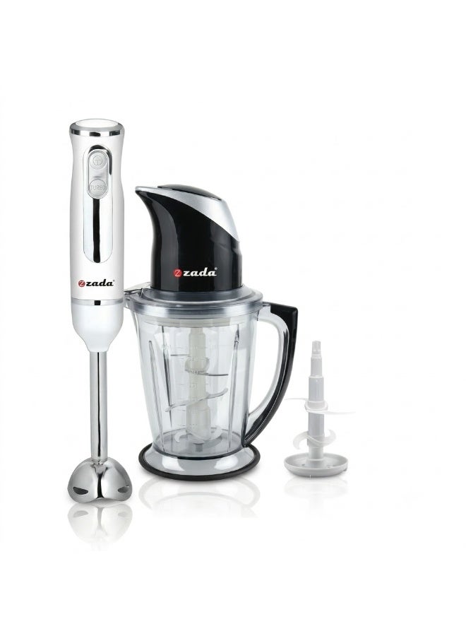 زادا خلاط يدوي من زادا - ZHB-501  أبيض+كبة زادا للحوم والخضروات 6 سكينة ZCH-800 - Image 1