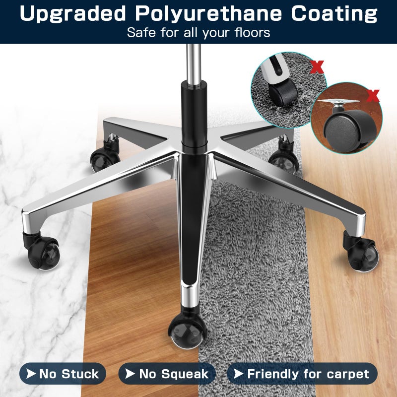 Omyoffice Office Chair Replacement Wheel - Quiet & Smooth Gliding - 2 Inch Heavy Duty Rolling Chair Casters Supports 2000 Lbs,Desk Chair Wheels Universal Fit,Safe for All Floor Or Carpet Set of (Premium Black) - Image 3