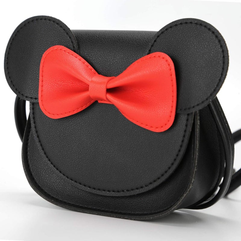 QiMing Little Mouse Ear Bow Crossbody Purse,PU Shoulder Handbag for Kids Girls Toddlers - Image 2
