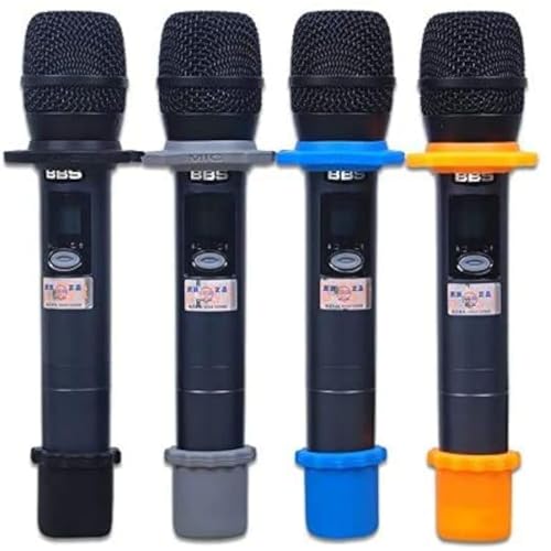 YTYKINOY 4 Sets Wireless Handheld Microphone Shakeproof Anti-Rolling Mic Protection Silicone Ring & Bottom Rod Sleeve Holder Stand for KTV Device (4 Colors) - Image 3