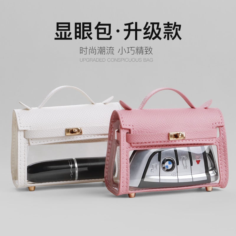 Mini Cute Aipods Headphone Bag Protective Cover Universal Internet Celebrous Transparent Platinum Bag Creative Car Key Storage Bag - Image 2