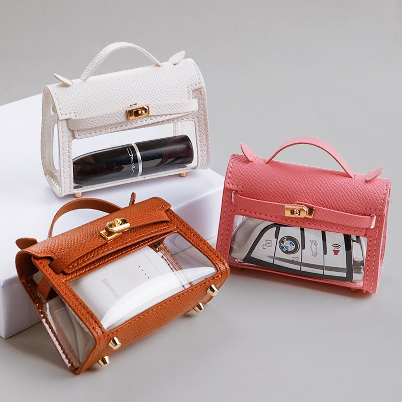 Mini Cute Aipods Headphone Bag Protective Cover Universal Internet Celebrous Transparent Platinum Bag Creative Car Key Storage Bag - Image 3