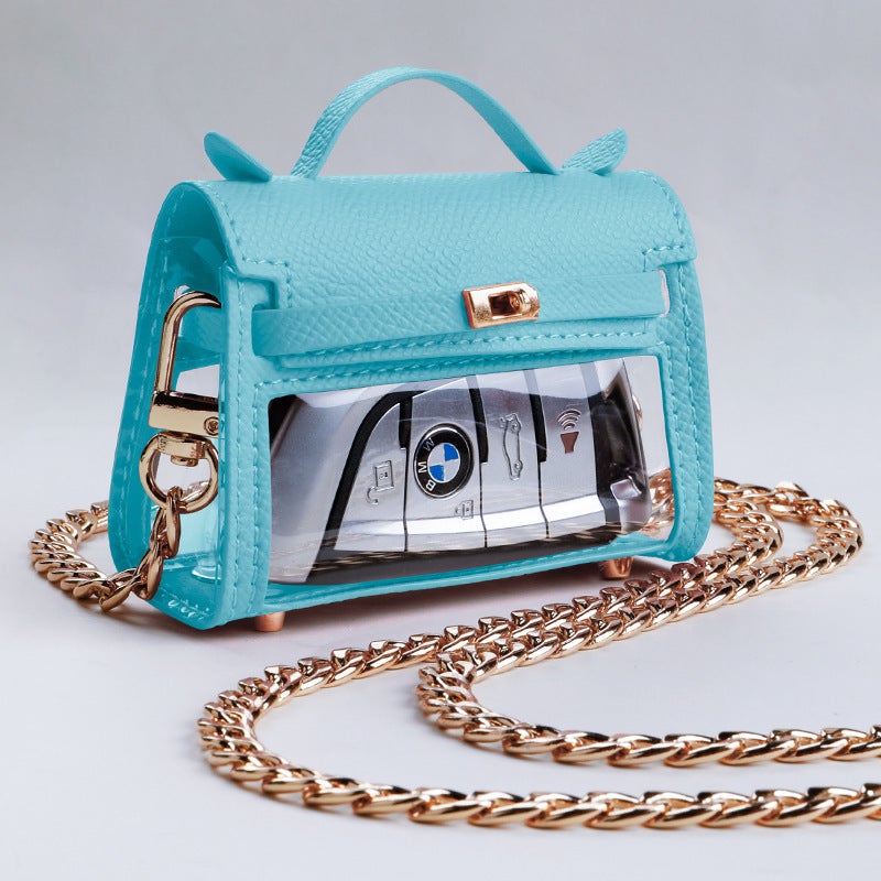 Mini Cute Aipods Headphone Bag Protective Cover Universal Internet Celebrous Transparent Platinum Bag Creative Car Key Storage Bag - Image 1