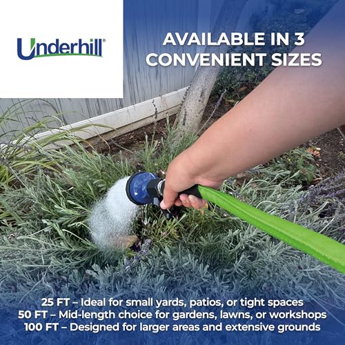 Underhill ProLine Flex Fabric Garden Water Hose Flexible Rubber Core Lightweight Collapsible Aluminum End Fittings Hot Water Safe 600 PSI Burst Pressure 300 PSI Working Pressure 34 Inch x 25 ft Long - Image 3