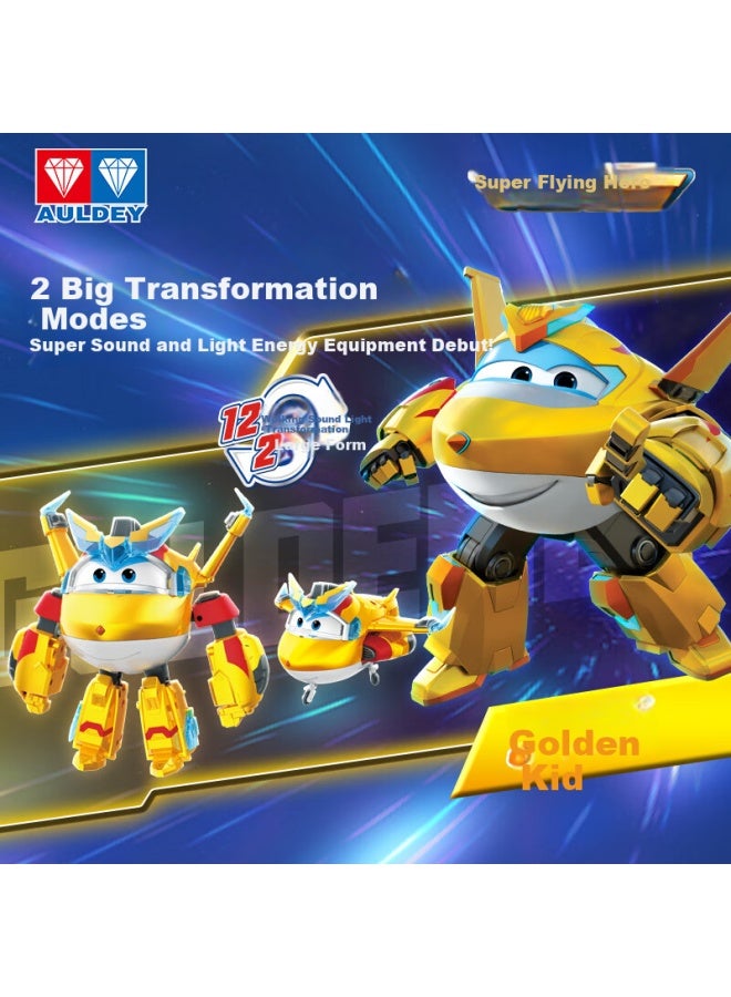 Auldey Super Wings Children's Toy Big Transforming Robot With Voice, Light And Super Equipment Gold Boy Birthday Gift - Image 2