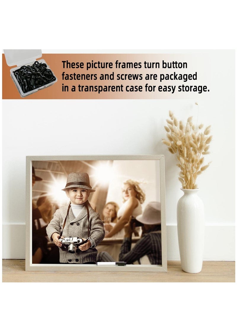 Excefore 200 Pieces Metal Picture Frames Turn Button Fasteners With 200 Pieces Screws Photo Frame Hanging Hangers For Photos Picture And Drawing Crafts Posters Black Pictures Frame Hardware Backing Clip - Image 5