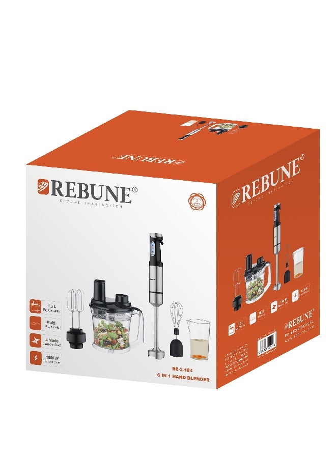 REBUNE Food Processor - 1000W - 1.5L - Stainless Steel - LED Light - Black - RE-2-184 1.5 L 1000 W RE-2-184 black - Image 2