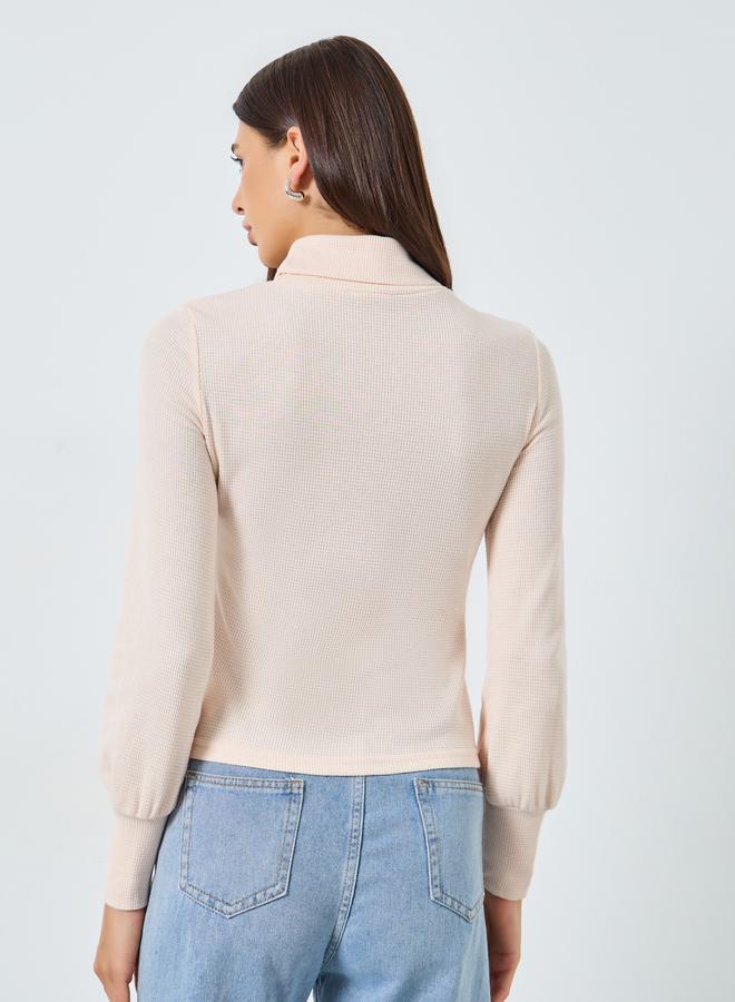 Take Two Solid High Neck Long Sleeve Top - Image 4