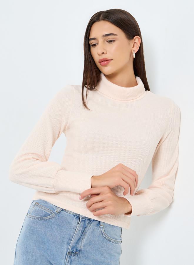 Take Two Solid High Neck Long Sleeve Top - Image 2