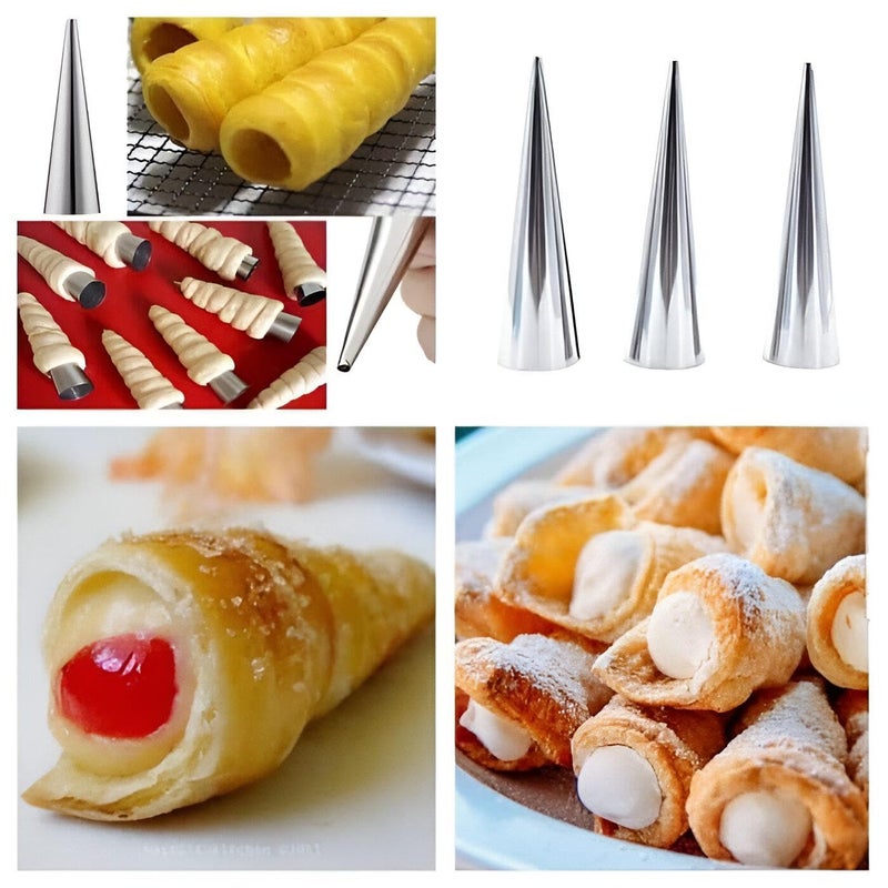 Baking Cones Set - Elevate your dessert game with this versatile set of stainless steel baking cones, perfect for creating delicious cream horns (12 pieces). - Image 2