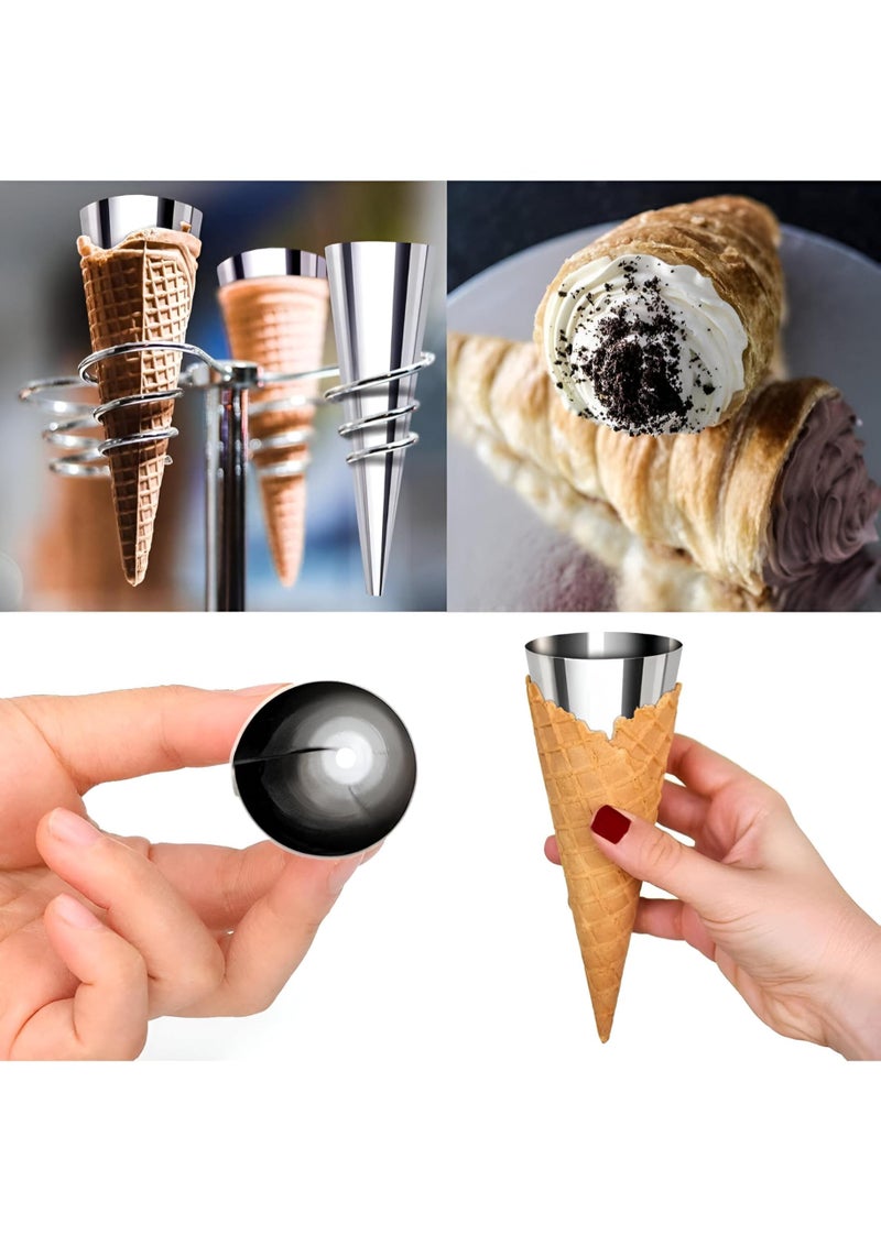 Baking Cones Set - Elevate your dessert game with this versatile set of stainless steel baking cones, perfect for creating delicious cream horns (12 pieces). - Image 3