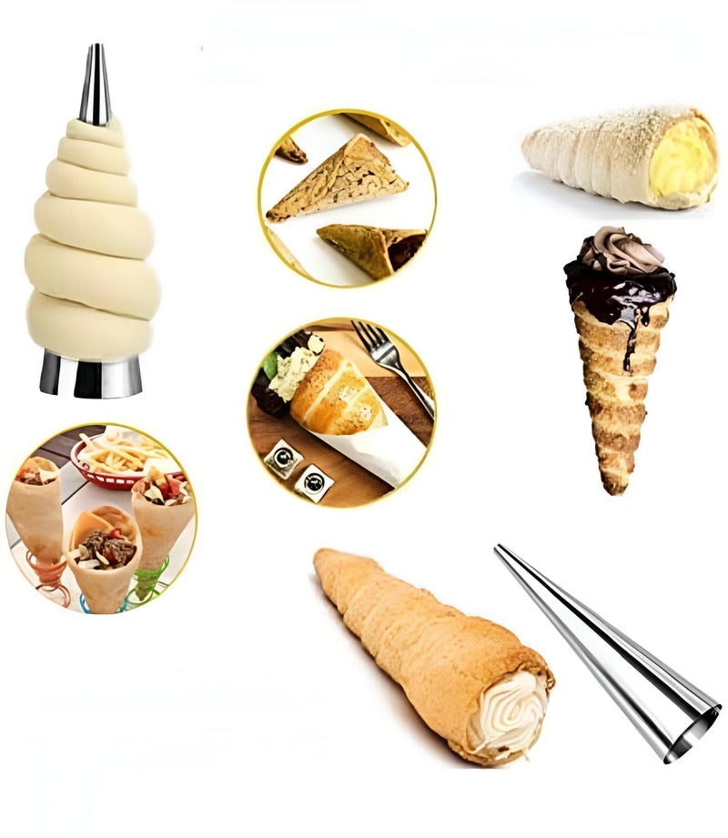 Baking Cones Set - Elevate your dessert game with this versatile set of stainless steel baking cones, perfect for creating delicious cream horns (12 pieces). - Image 4