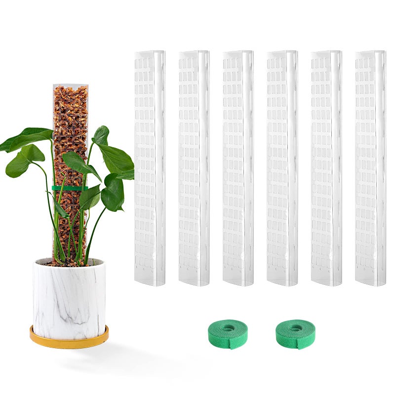 Bluepro 15 Inch 6 Pcs Plastic Moss Pole for Plants Monstera, 6Ã—15'' Plant Poles for Climbing Plants, Plant Support for Indoor Plants Work with Sphagnum Moss - Image 1