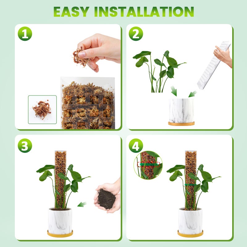 Bluepro 15 Inch 6 Pcs Plastic Moss Pole for Plants Monstera, 6Ã—15'' Plant Poles for Climbing Plants, Plant Support for Indoor Plants Work with Sphagnum Moss - Image 5