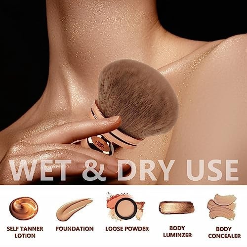 DRIPOO Extra Large Body Makeup Brush For Self Tanner, Self Tan Back Applicator, 74mm Wide-headed Kabuki Brush For Bronzers Blend Self Tanning Applicator, Oval Face Leg Makeup Brush With Drawstring Bag - Image 4