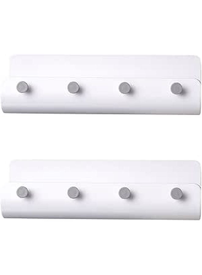 Wall Mounted Hooks Storage Rack 2Pcs White Plastic Coat Key Holder For Home Bathroom Kitchen Organization - Image 1
