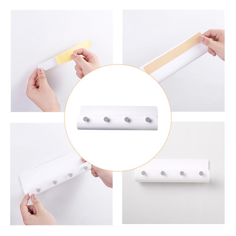 Wall Mounted Hooks Storage Rack 2Pcs White Plastic Coat Key Holder For Home Bathroom Kitchen Organization - Image 4