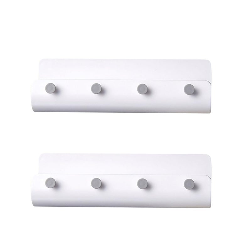 Wall Mounted Hooks Storage Rack 2Pcs White Plastic Coat Key Holder For Home Bathroom Kitchen Organization - Image 2