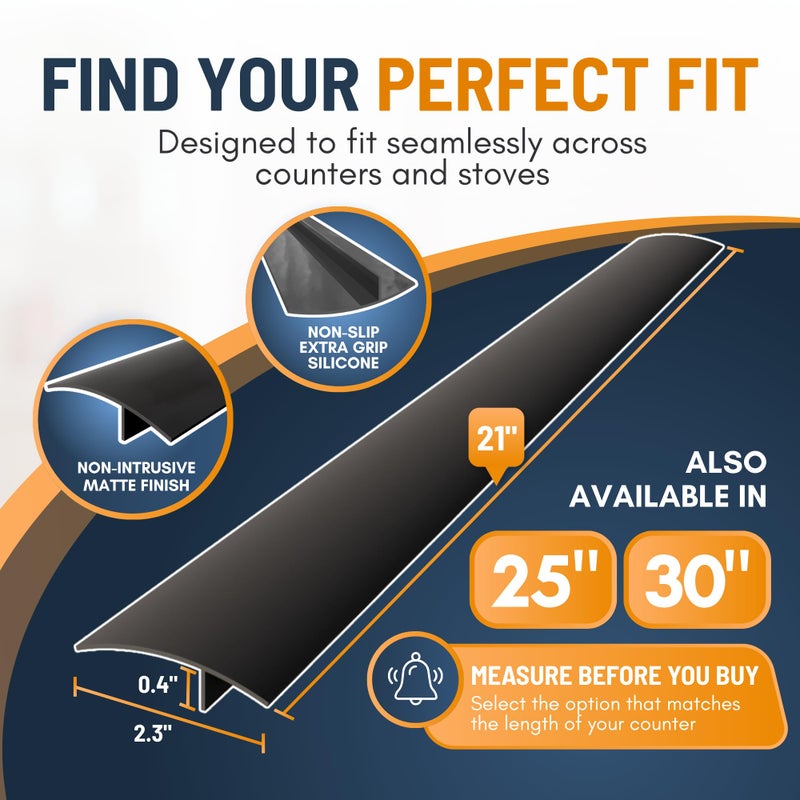 Linda's Essentials Lindas Essentials Silicone Stove Gap Covers (2 Pack)  Heat Resistant Oven Gap Filler Seals Gaps Between Stovetop And Counter  Easy To Clean Stove Gap Guard (21 Inches  Black) - Image 2