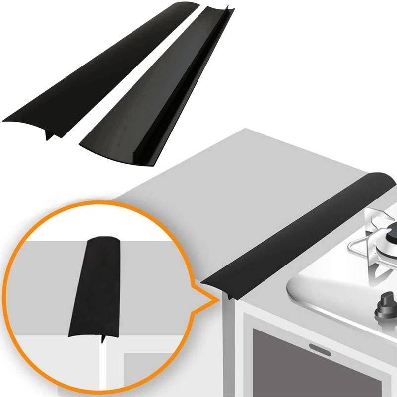 Linda's Essentials Lindas Essentials Silicone Stove Gap Covers (2 Pack)  Heat Resistant Oven Gap Filler Seals Gaps Between Stovetop And Counter  Easy To Clean Stove Gap Guard (21 Inches  Black) - Image 1